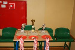 Puchar, statuetki piłkarzy, medale i dyplomy.