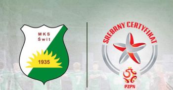 logotyp MKS Świt oraz srebrna gwiazda PZPN