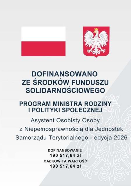 na górze logotypy, treść w formie graficznej, w tle zarys godła Polski