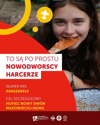 zdjęcie dziewczynki, napis: to są po prostu nowodworscy harcerze