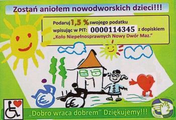 ulotka z numerem KRS, pośrodku rysunek domku i postaci