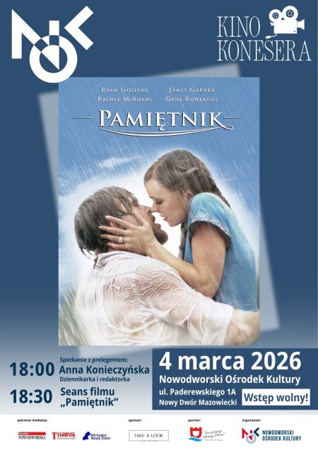 kadr z filmu, napisy informujące o tytule i miejscu wyświetlenia filmu