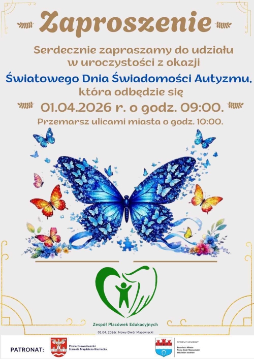 Graficzna informacja treści, w środku motyle, na dole logotypy.