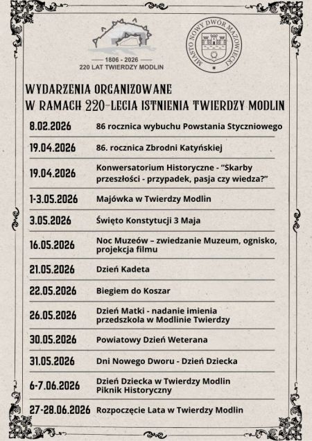 spis wydarzeń organizowanych w ramach jubileuszu