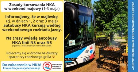 autobus NKA, obok stoi grill, po lewej stronie napisy