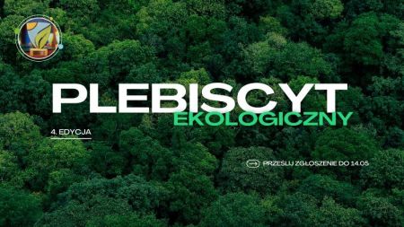 zielone tło z koron drzew i napis