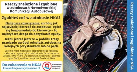 rzeczy zostawione w autobusie, informacja graficzna treści