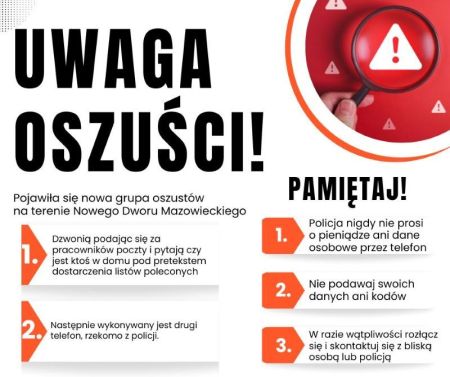 graficzna wersja informacji, napisy informujące o oszustach