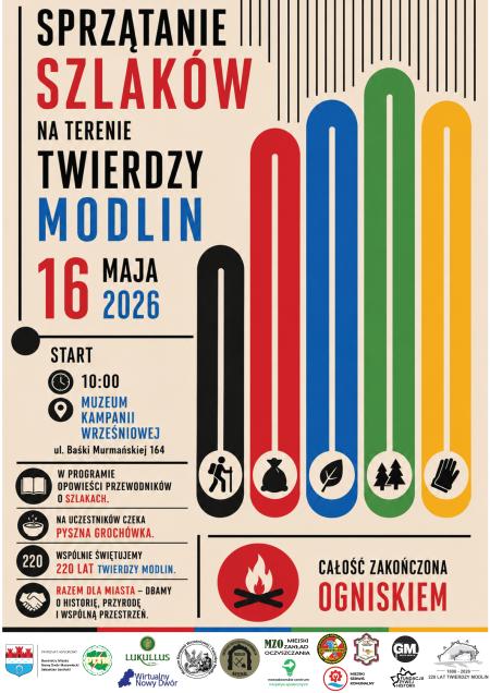 plakat promujący wydarzenie, czerwone napisy, graficzna treść infomacji