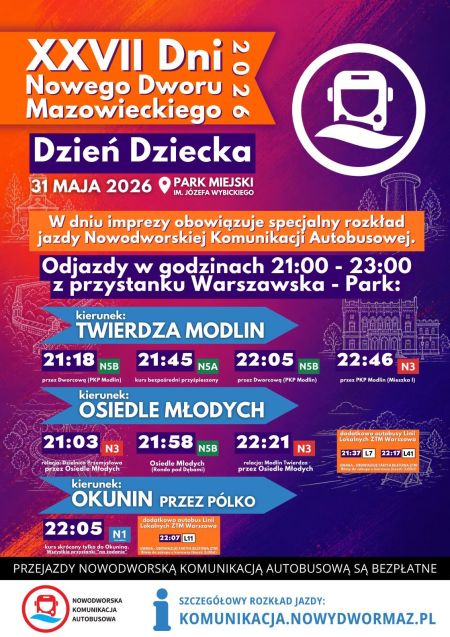 Rozkład jazdy autobusu NKA podczas dni Nowego Dworu