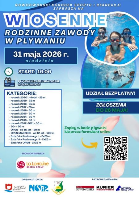 zdjęcie dzieci w okularach pływackich, napisy informujące o wydarzeniu, na dole logotypy