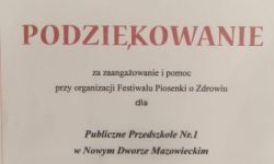dyplom z podziękowaniem dla SP nr 1