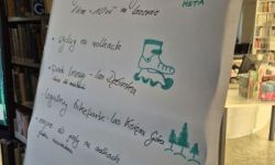 sala w bibliotece, zebrana młodzież siedzi na krzesełkach,