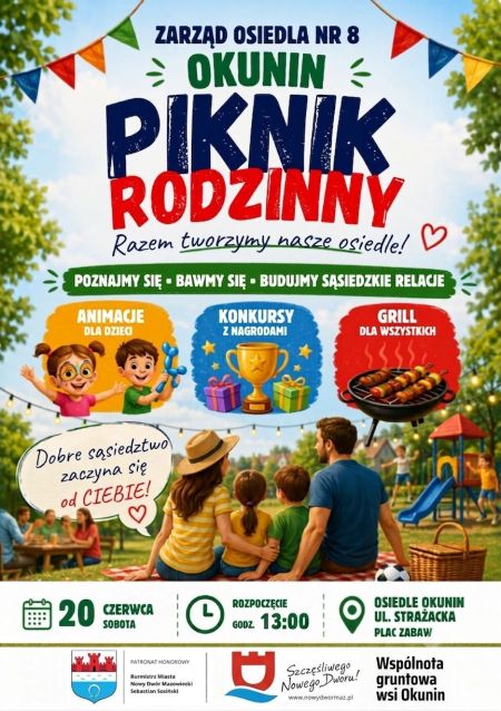 trzy postacie będące na pikniku, plakat promujący wydarzenie