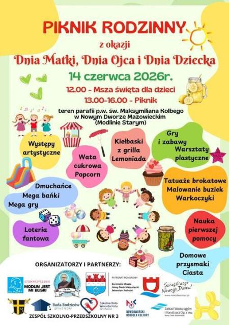 plakat promujący piknik rodzinny w Modlinie