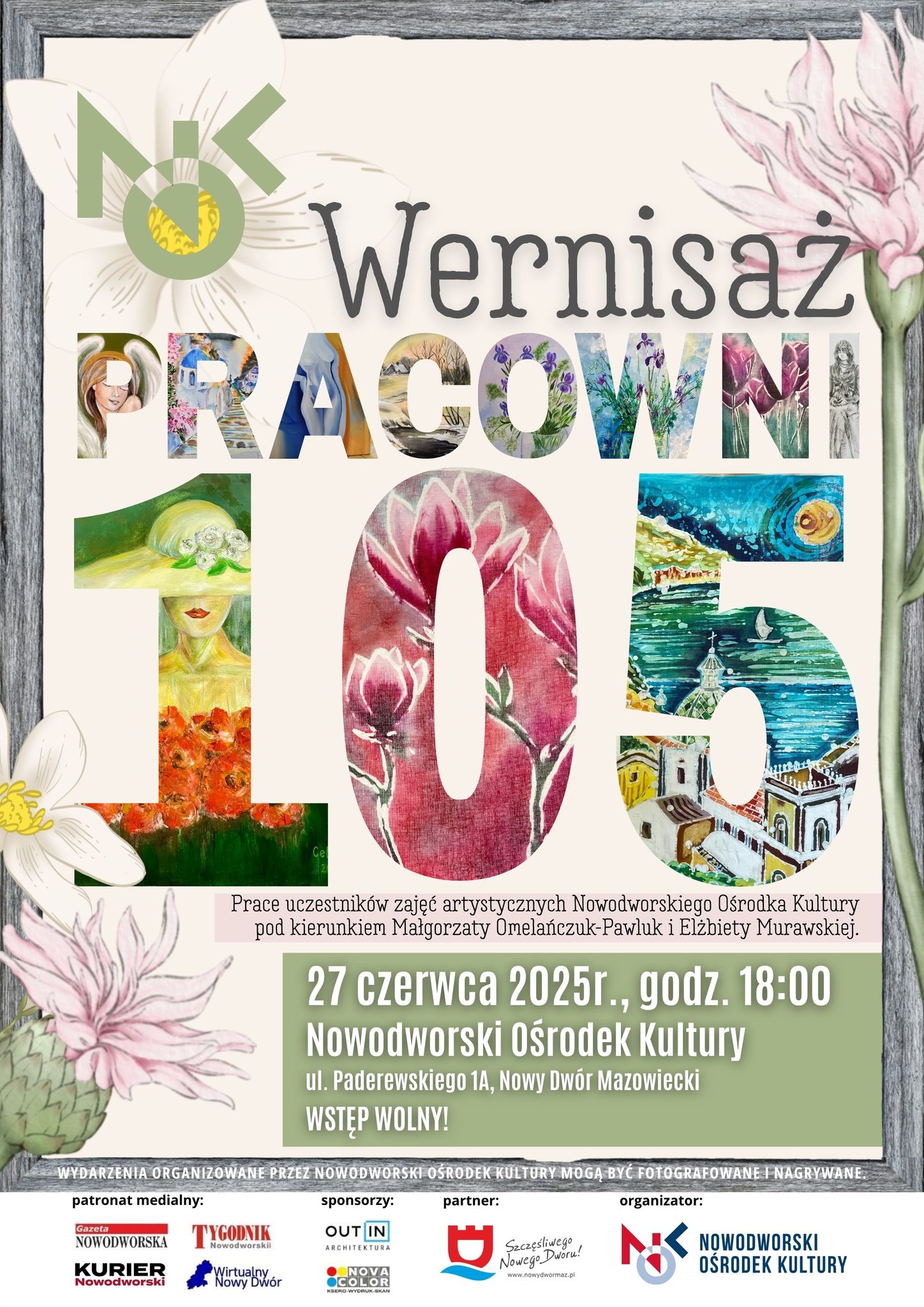 Prace malarskie wkomponowane w litery Pracownia 105