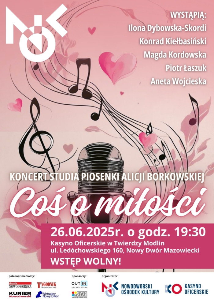 Stylowy mikrofon otoczony pięciolinią i nutami