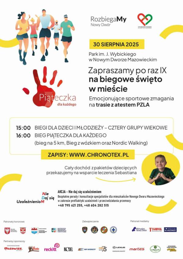 Graficzna informacja treści, w stopce logotypy patronatów, zabezpieczenia, partnerów i sponsorów.