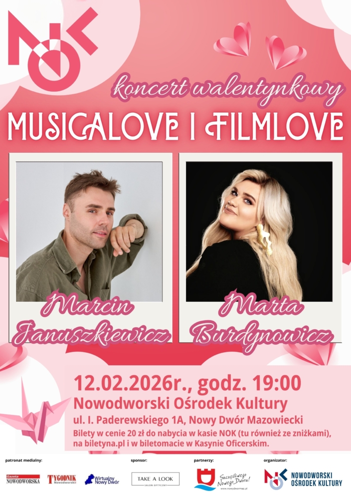 Koncert walentynkowy ,,Musicalove i Filmlove” – Marta Burdynowicz i Marcin Januszkiewicz