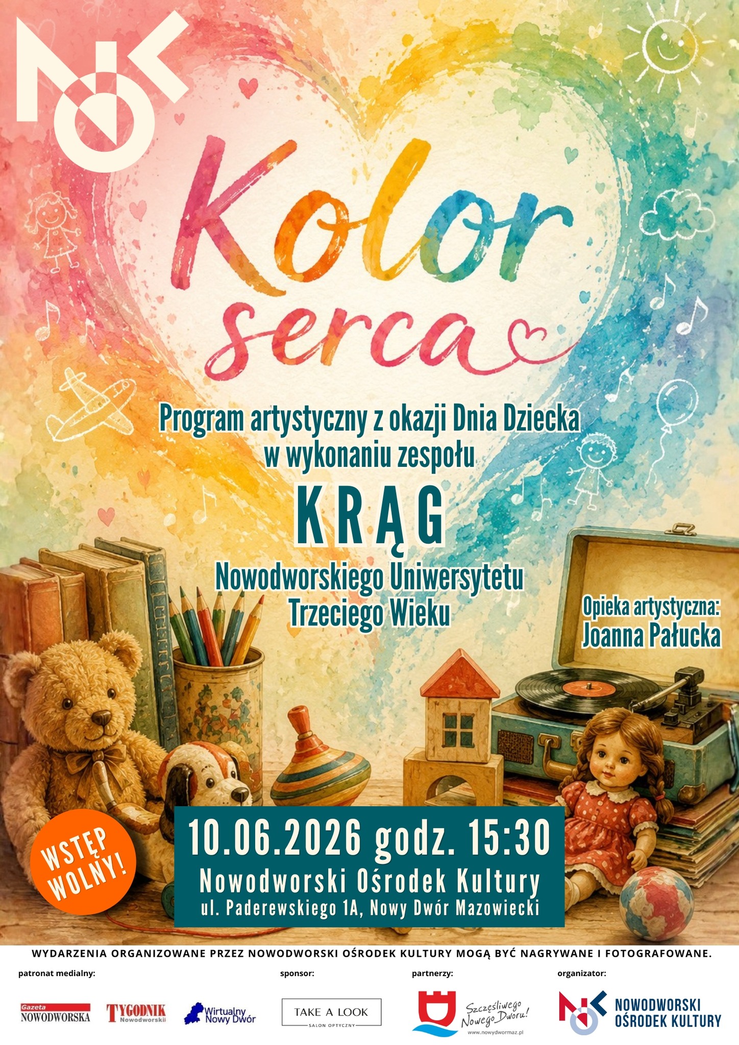 Spektakl „Kolor serca” UTW – piosenki i wiersze dzieciństwa, 10.06.2026, Nowy Dwór Mazowiecki