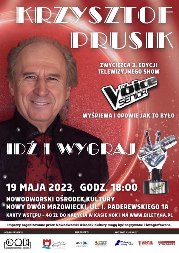 Krzysztof Prusik - zwycięzca 3. edycji telewizyjnego show The Voice Senior. Statuetka - dłoń trzymająca mikrofon.