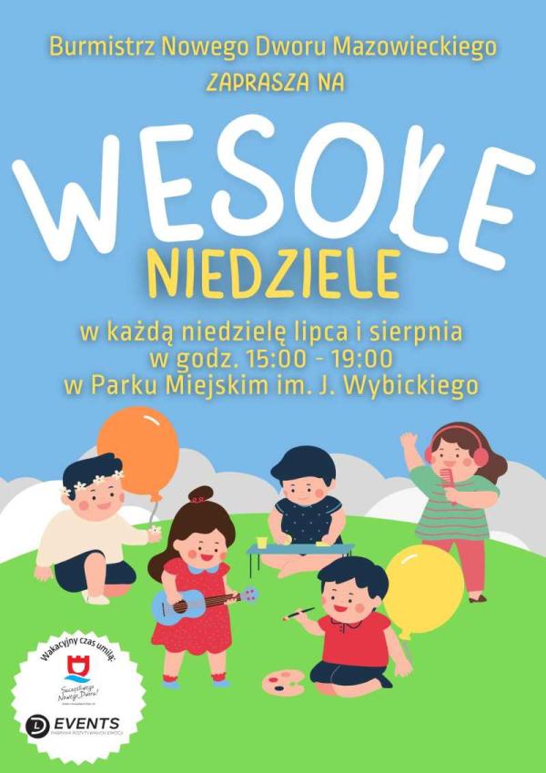 Dwóch chłopców: jeden z balonikiem druki z pedzielkiem i paletą farb. Trzy dziewczynki: jedna przy stoliku z kubeczkami, druga ze słuchawkami na uszach śpiewa do grzebienia, trzecia gra na gitarze.