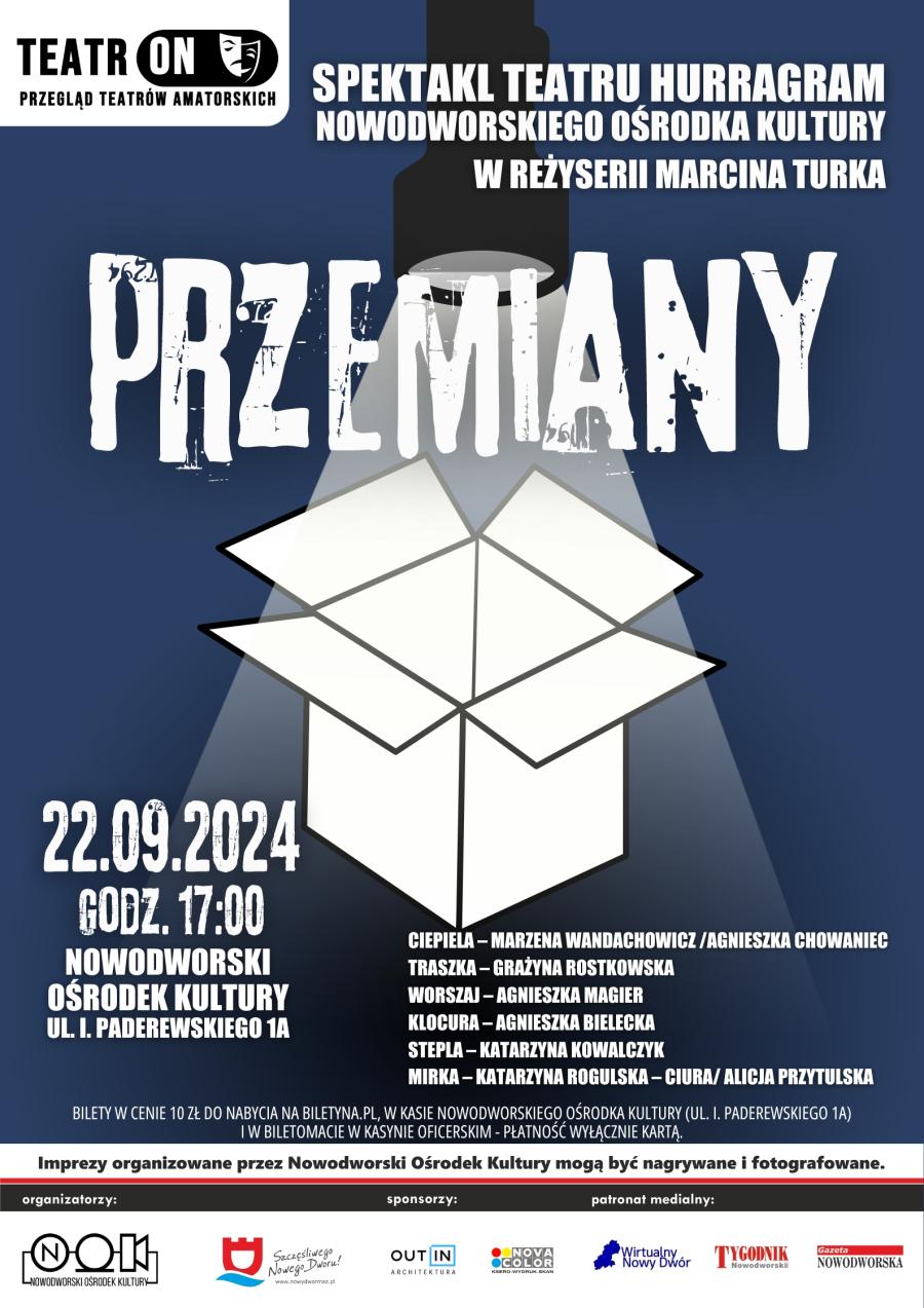 Premiera sztuki Teatru Hurragram Nowodworskiego Ośrodka Kultury w reżyserii Marcina Turka pt. „Przemiany”.