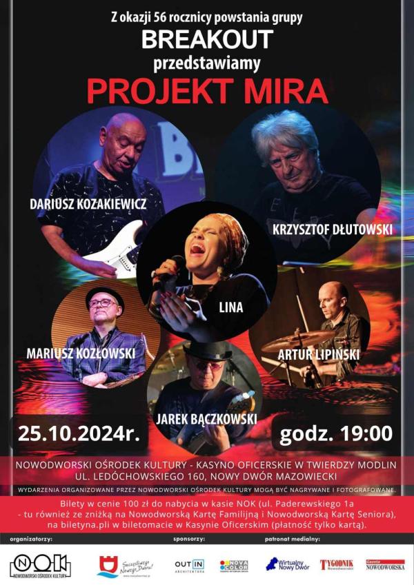 W 5 kółkach pięciu muzyków grających: gitarach i perkusji. W środkowym kole kobieta w kolorowej chuście śpiewa do mikrofonu.