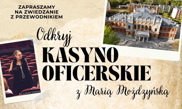 Zabytkowy budynek z czerwonej cegły za szarym dachem. Poniżej kobieta w okularach, ze spiętymi w kok siwymi włosami, w czarnej sukience stoi pomiędzy fotelami kinowymi.