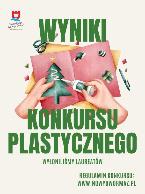 Lewa dłoń trzyma zieloną choinkę, a prawa wyciska z białej tuby białą substancję na nią. Czapka Mikołaja, bombka, paczka.