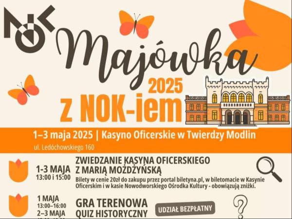 Zabytkowy budynek, motyle, tulipany, lupa.