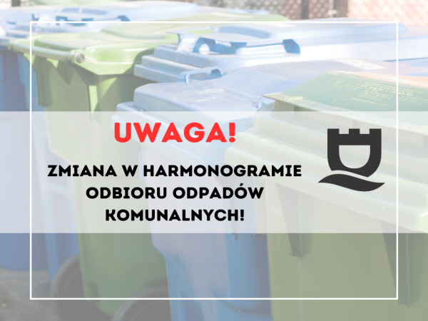 Zmiana w harmonogramie odbioru odpadów komunalnych w dniu 24-12-2025 r.