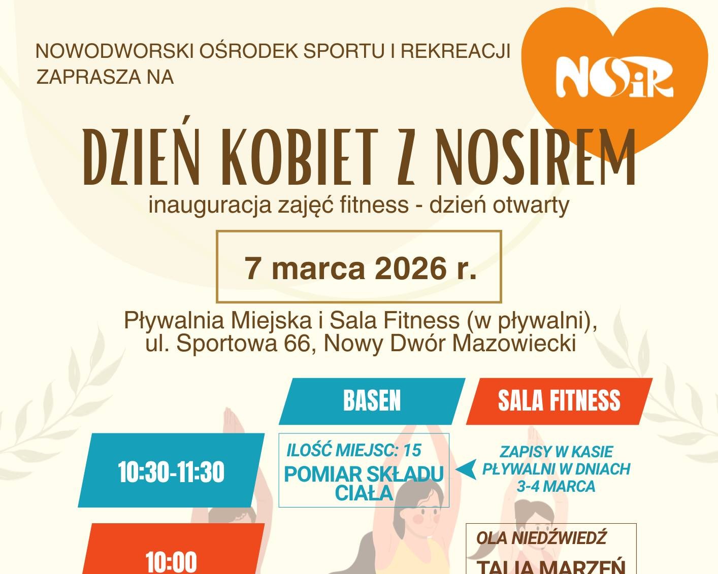 plakat promujący wydarzenia, kafelki z informacją o godzinie rozpoczęcia zajęć