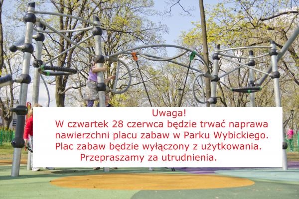 Naprawa nawierzchni w głównym placu zabaw w Parku Wybickiego