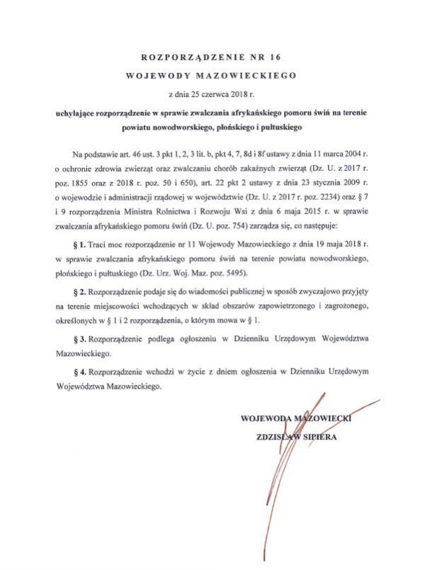 Rozporządzenie Wojewody Mazowieckiego