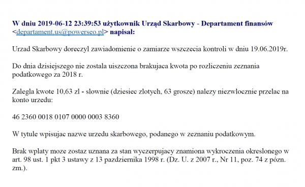 Komunikat Izby Administracji Skarbowej w Warszawie dot. fałszywych e-maili