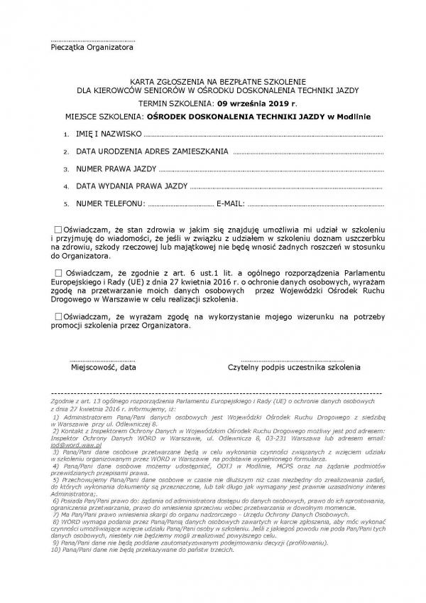 Bezpłatne szkolenia doskonalące technikę jazdy dla osób 55+