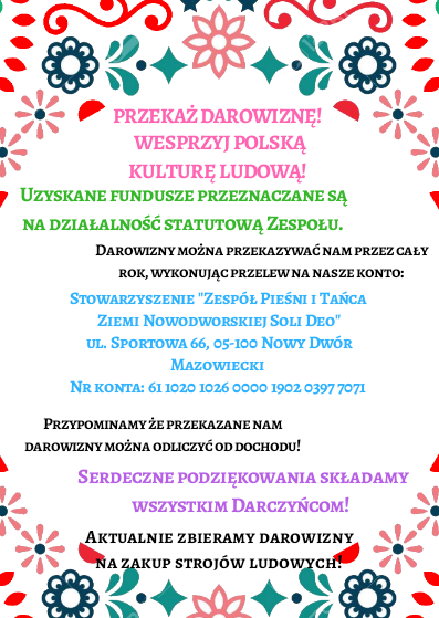 Zespół Pieśni i Tańca Ziemi Nowodworskiej Soli Deo dziękuje