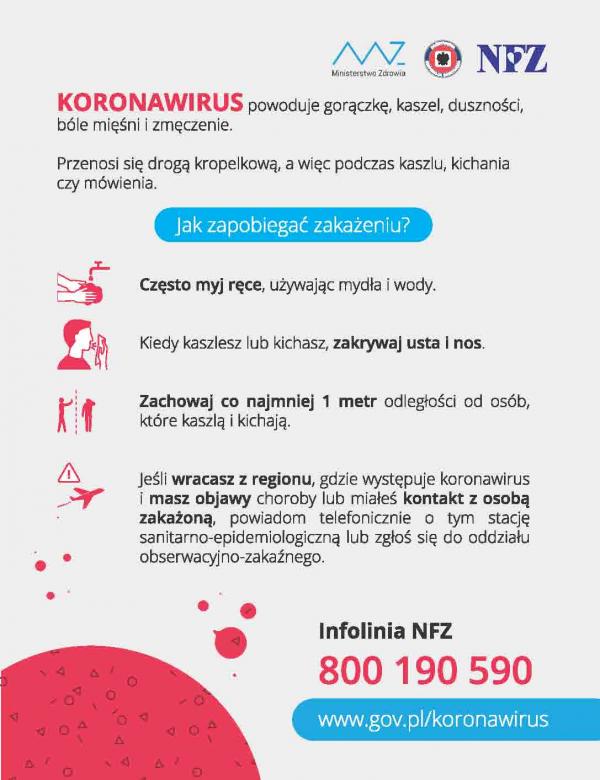 Informacje o działaniach podjętych przez miasto w zakresie zapobiegania rozprzestrzenianiu się COVID-19