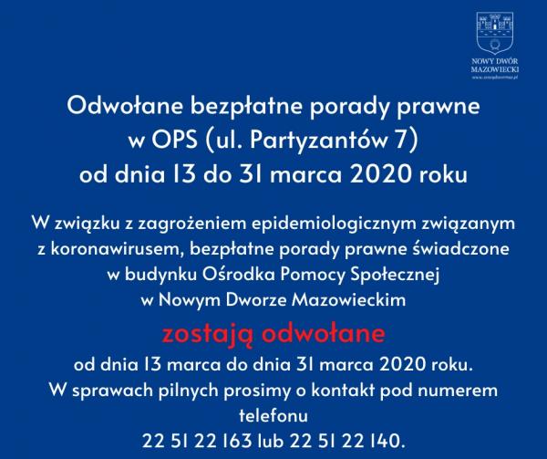 Odwołane bezpłatne porady prawne