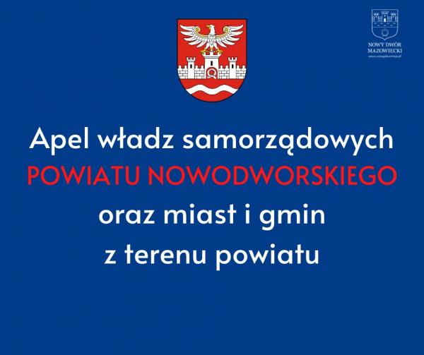Apel do mieszkańców powiatu nowodworskiego
