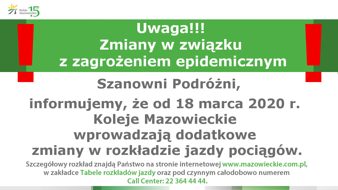 Zmiany w rozkładzie jazdy Kolei Mazowieckich