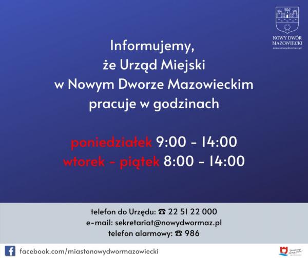 Urząd Miejski do godz. 14:00