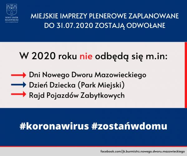 Miejskie imprezy plenerowe odwołane do dnia 31.07.2020