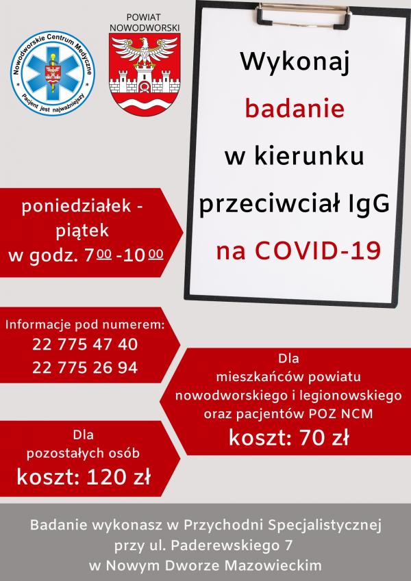 Badanie na COVID-19 w Przychodni Specjalistycznej przy ul. Paderewskiego