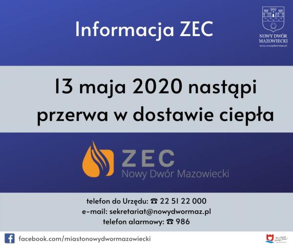 Przerwa w dostawie ciepła – 13 maja