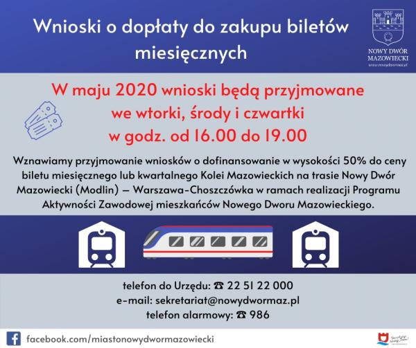 Wznawiamy przyjmowanie wniosków o dopłaty do biletów