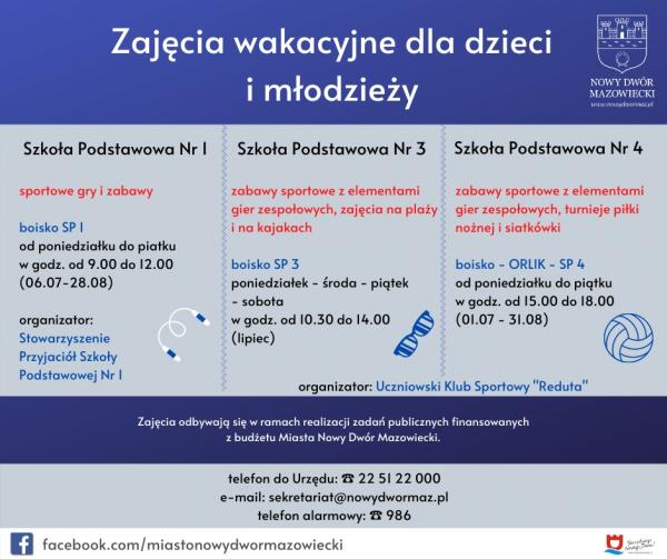 Zajęcia wakacyjne dla dzieci i młodzieży