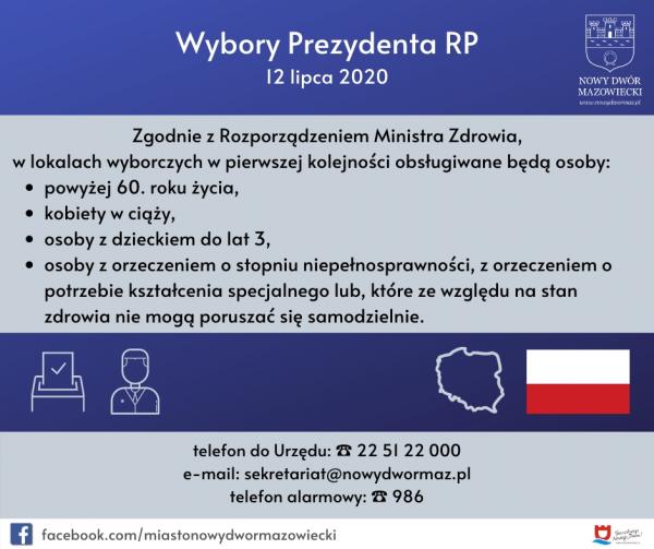 Wybory Prezydenta RP - informacja o obsłudze w pierwszej kolejności
