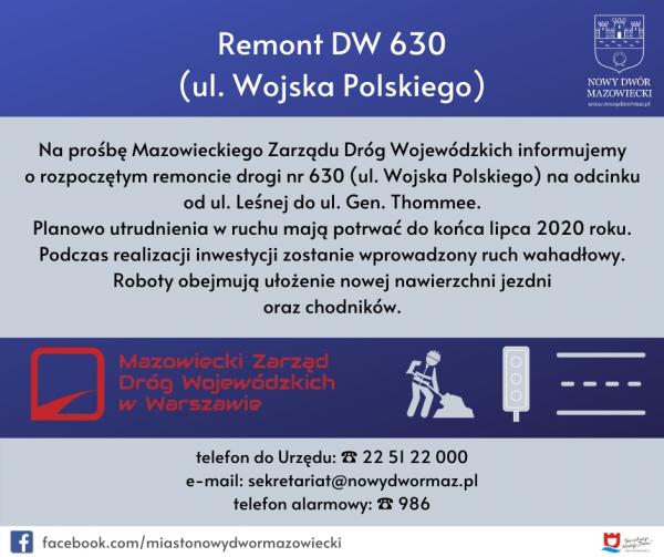 Remont DW 630 (ul. Wojska Polskiego)